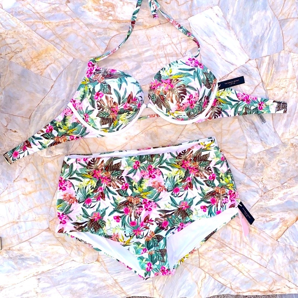 2 Pc Set VICTORIA SECRET Bombshell Super  Push-Up Swim Top 36C Botton Large